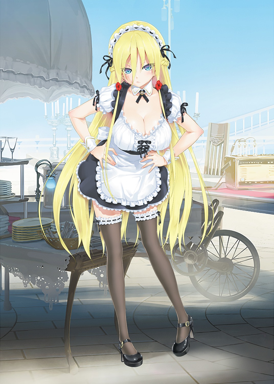 Happoubi Jin Bishoujo Mangekyou Alice Bishoujo Mangekyou Cleavage Garter Heels Maid Thighhighs